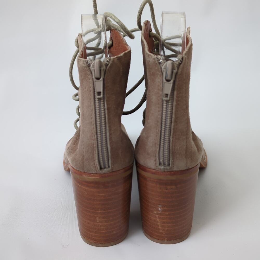 Jeffrey Campbell Cors Lace-Up Ankle Boot Womens Heels Brown‎ Suede 9 Booties - Picture 10 of 14